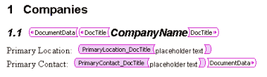 Applying the DocumentData element to a selected section of the file example.