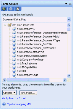 XML Map screen.